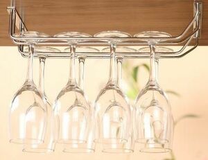  wine glass holder simple made of stainless steel two row type (35cm)