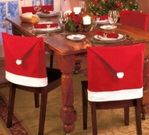 Art hand Auction غطاء الكرسي/الغطاء الخلفي, نوع قبعة سانتا كلوز الحمراء, مجموعة من 4, العناصر اليدوية, أثاث, كرسي, كرسي, كرسي