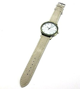 腕時計 アンティーク風 英字 大きめ文字盤 レザー製 (グレー)