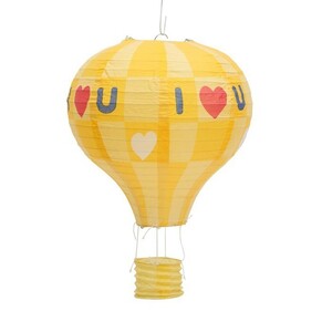 紙ちょうちん 熱気球型 I love U 30cm 4個セット (イエロー)