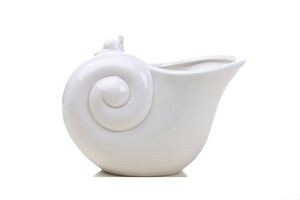 フラワーポット カタツムリ 受け皿付き シンプル ホワイト 陶器製