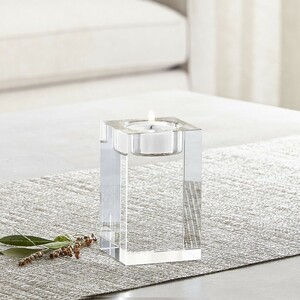  candle holder crystal glass manner beautiful transparent feeling rectangle ( middle size )