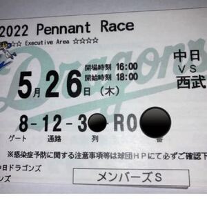 中日対西武戦 ネット裏 チケット①の商品画像