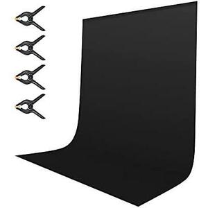 180x280cm(厚手版） UTEBIT 黒布 背景布 1.8m x 2.8m 暗幕 無反射 強力クリップ 4点付き 背景シート撮影 背景スタンドのポール対応