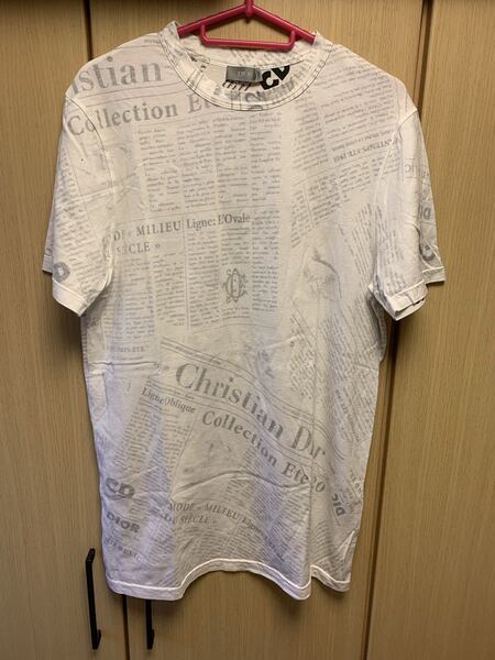 正規 20AW DIOR ディオール キムジョーンズ Kim Jones ニュースペーパー クルーネック Tシャツ カットソー XS 023J600C0589