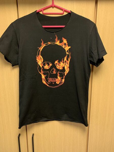 正規 lucien pellat finet ルシアンペラフィネ ファイヤー スカル コットン カットアウト Tシャツ 黒 XS