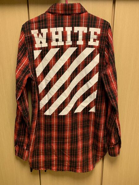 国内正規 18SS OFF-WHITE c/o VIRGIL ABLOH バイアス ロゴ チェック シャツ 赤黒 XS