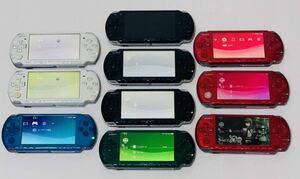 1円スタート PSP-3000 10台セット 簡易動作確認済み ジャンク扱い レッド ブラック グリーン ホワイト ブルー PSP3000 ソニー プレステ