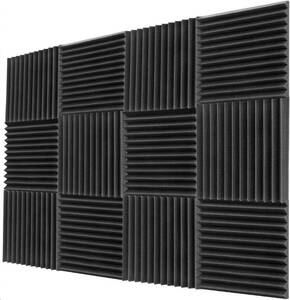壁用の防音材 吸音材 12ピ 30*30*5cm ース ウエッジ 耐火防音 スタジオ 消音 騒音 防音 吸音対策 室内装飾 色: 黒 