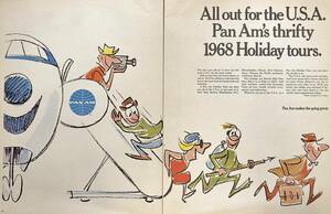 稀少！1968年パンアメリカン航空広告/Pan Am/エアライン/旅行/観光/Holiday tours/73