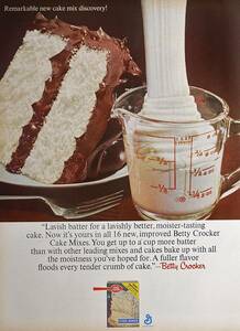 稀少！1961年Betty Crocker Cake Mixes広告/チョコレート・ケーキ/スイーツ/76