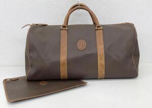【旅行&出張】イタリア製 TRUSSARDI トラサルディ PVC×レザー ボストンバッグ トートバッグ ハンドバッグ ビジネスバッグ 鞄 かばん 本革