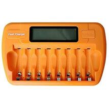 03オレンジ 単3 単4ニッケル水素充電池用充電器(8本タイプ) (オレンジ)放電機能付 充電状態が一目で分かる残量表示機能付_画像1