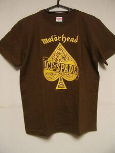 即決★新品バンドＴシャツ★モーターヘッド★MOTORHEAD★ACE OF SPADES★バックプリント付★ブラウンボディ×イエロー★M/XLサイズ