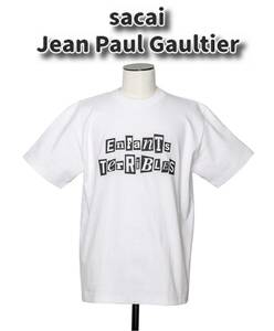 未使用品 sacai×Jean Paul Gaultier 21AW Enfants Terribles Print Tシャツ Size4 カットソー ホワイト×ブラック