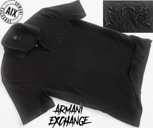  new goods * Armani * black polo-shirt * Tiger . embroidery gold thread short sleeves knitted shirt black XL*A/X ARMANI*248