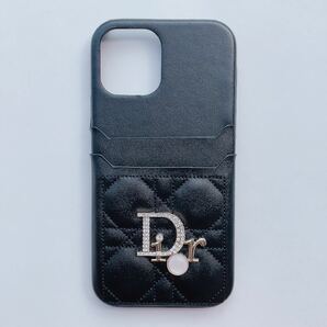 【最終在庫】 iPhone12 / iphone12pro スマホケース 真珠 保護カバー カード収納 iPhone ブラック