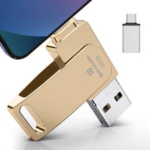 USBメモリ 4in1 高速 USB3.0 usb メモリー 128GB USB/Type-C/micro usb フラッシュドライブ パスワード保護 小型 回転式 亜鉛合金ボディ