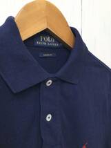 POLO Ralph Lauren ポロ ラルフローレン コットン半袖ポロシャツ ポロシャツ 胸ロゴ メンズXS〜S 紺 良品綺麗 _画像3