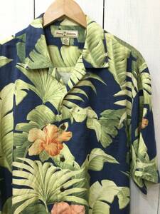 Tommy Bahama トミーバハマ シルクシャツ アロハシャツ ハワイアン シルク 半袖開襟シャツ メンズM 良品綺麗 