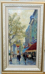 絵画 インテリア ブリッソン（フランス） 作 フランス風景・パリの街　油彩画　ヨーロッパ風景（東京日本橋トライアンフギャラリー）