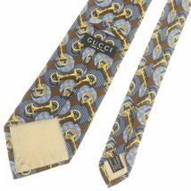 グッチ GUCCI ネクタイ ブラウン ブルー シルク100％ 中古AB 260664_画像3