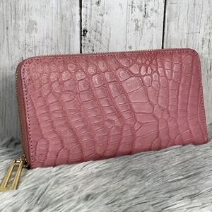 クロコダイル マットクロコ 長財布 財布 ピンク
