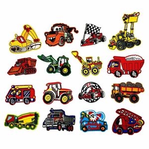 はたらく車 くるま 乗り物 アイロンワッペン 刺繍 ワッペン パッチ アイロン 可愛い16点 アップリケ 幼稚園