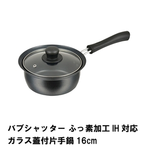 バブシャッター ふっ素加工IH対応ガラス蓋付片手鍋16cm M5-MGKPJ02297