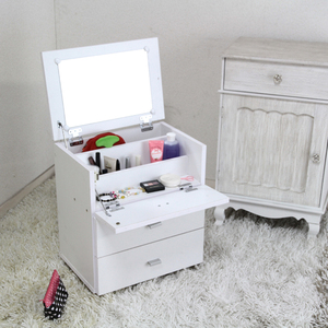  compact dresser Wagon mirror flap door side table dresser storage compact with casters . white M5-MGKFGB00186WH