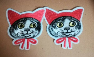 猫　ワッペン　 アイロンワッペン 　刺繍ワッペン　ねこ　ネコ　ハンドメイド　素材　アニマル
