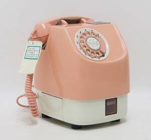AZ-236 that time thing beautiful goods unused? storage goods Japan electro- confidence telephone . company 675-A2 public telephone pink telephone tag attaching Showa Retro antique 83 year 5 month telephone machine 