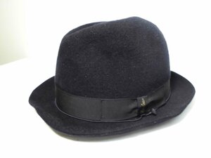 キングラム[01]BORSALINO[ボルサリーノ]フェルト ハット 中折れ帽子 ネイビー サイズ61 ショートブリム イタリア製 メンズ【送料無料】