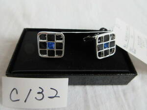 [C-132]TAKASHIMAYA cuffs onyx Swarovski unused cast alloy 