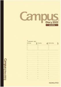コクヨ キャンパスダイアリー 手帳 2022年 A5 ウィークリー クリーム ニ-CWVLS-A5-22 2022年 1月始まり