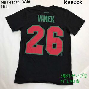 Reebok リーボック NHL ファナティックス メンズ T 黒 ゲームシャツ デカロゴ 海外サイズS M~L相当 古着 