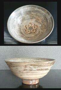 【本物保証！】朝鮮古美術　朝鮮古陶磁器　古玩　李朝花三島　刷毛目　茶碗　茶道具