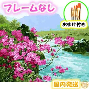 Art hand Auction ☆おまけ付き☆【フレームなし】数字塗り絵 セット 大人のぬり絵 絵の具付き 風景 花 flower インテリア 絵画 ジグソーパズル 6683, 美術品, 絵画, その他