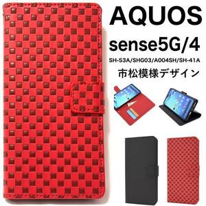 AQUOS sense5G SH-53A/AQUOS sense5G SHG03/AQUOS sense5G A004SH/SH-M17/SH-41A/SH-M15/A003SH チェック柄 手帳型ストラップ付きケース