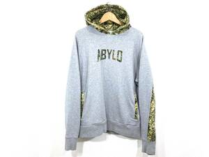 NITRAID DOPE FOREST LOGO HOODIE L 切り替え プルオーバー パーカー グレー ドープフォレスト リアルウィード ABYLO ナイトレイド