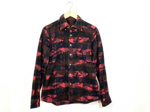 SOPHNET CAMOUFLAGE OVER PRINT FLANNEL B.D SHIRT S シャツ ボタンダウン チェック ネルシャツ 赤 黒 迷彩 カモ SOPH ソフ