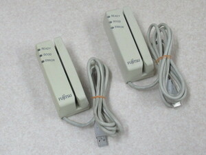 Ω XE1 2663 ∞ 保証有 FUJITSU 【 FMV-MCR112 】 磁気カードリーダ 手動式・USB接続（キーボード準拠）2台セット 通電OK