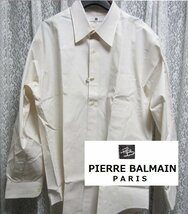 Pierre Balmain ピエールバルマン パリ　紳士長袖シャツ　Lサイズ　ベージュ　ストライプ　_画像1