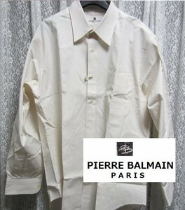 Pierre Balmain ピエールバルマン パリ　紳士長袖シャツ　Lサイズ　ベージュ　ストライプ　