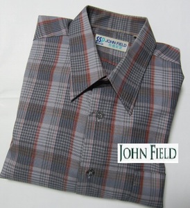 【即決】JOHN FIELD 紳士　長袖シャツ　 サイズ L 　チェック柄　形態案定シャツ　