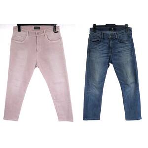  two point and more free shipping! 2A42 7 for all mankind ZARA Seven For All Mankind Zara 2 pieces set men's Denim pants 31 blue pink 