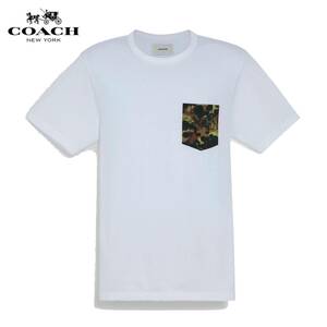 ◆新品タグ付き/正規品◆【COACH★C6447-S】コーチ 百貨店商品♪ 半袖Tシャツ カモプリントポケット 白ホワイト 定価17,600円 即決!!