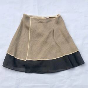 美品 HACHE アーシュ リネン シルク シアー素材 ラップスカート 巻きスカート スカート エレガント レディース 40サイズ イタリア製