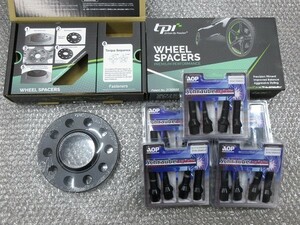 AUDI　A4　8K/8W用　tpiホイールスペーサー12mm + ブラックロングボルト　1台分set　送料無料(除く、沖縄)