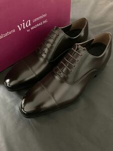 新品未使用viacammino（Madrasマドラス）オックスフォードダークブラウンビジネスシューズ 25.5本革本皮皮靴革靴
